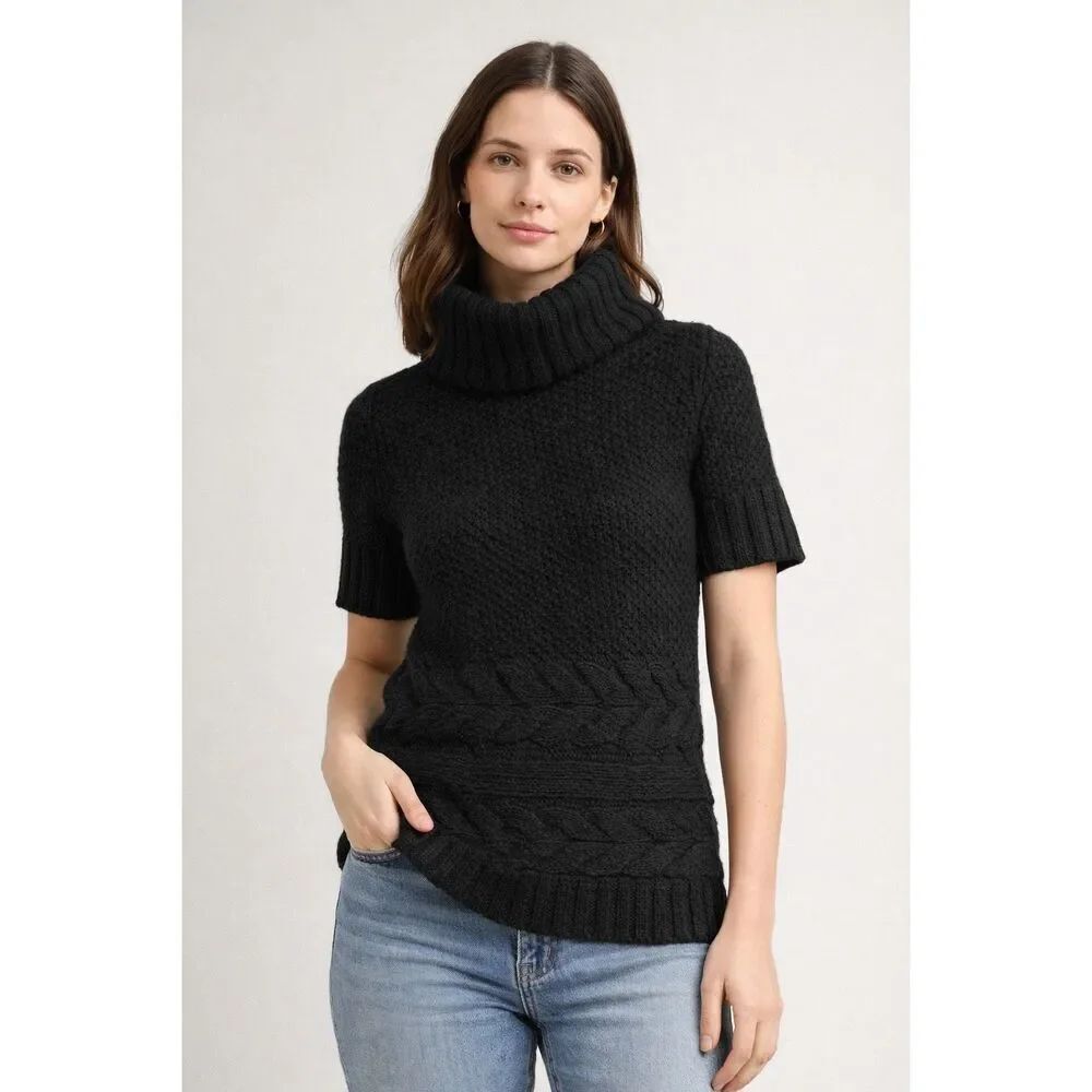 Ann Taylor LOFT Black Alpaca Blend Turtleneck Sweater S